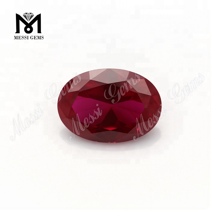 Piedras preciosas de rubí rojo cortadas a máquina ovaladas, rubíes artificiales sintéticos para la fabricación de joyas
