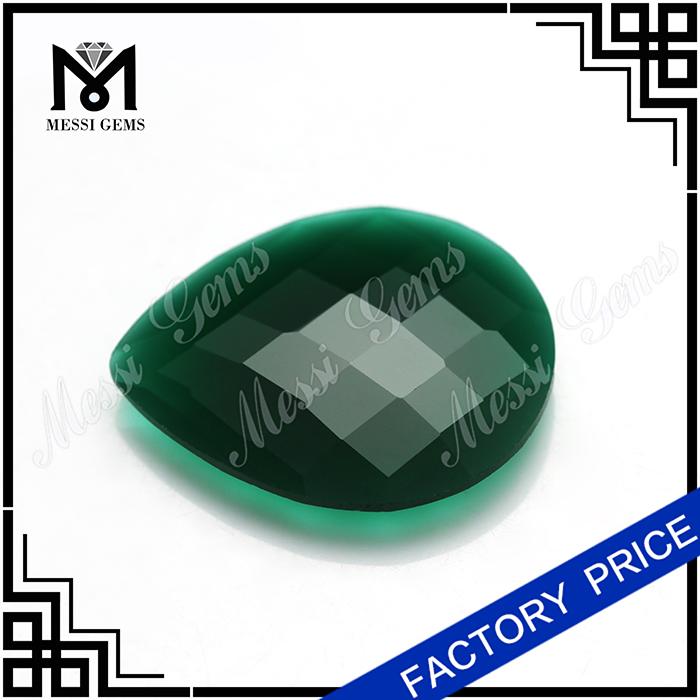 Venta al por mayor de piedra de jade natural Jade verde facetado de pera para joyería de anillo