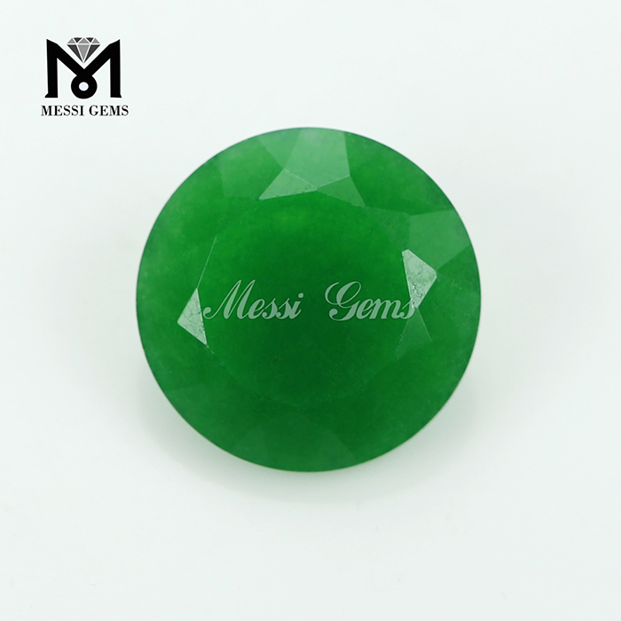 Piedra preciosa de jade de Malasia verde redonda de 15 mm