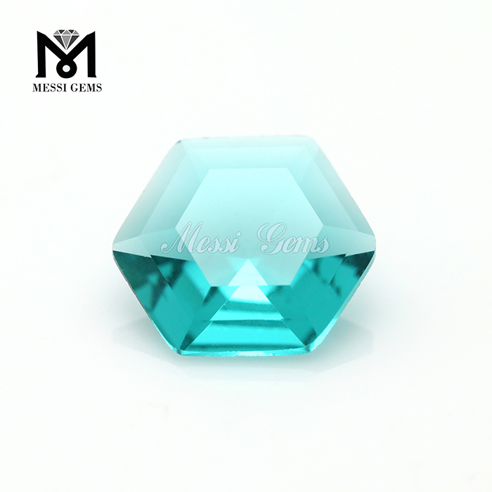 precio de fábrica 10 * 10 gemas sueltas de vidrio sintético en forma de hexágono