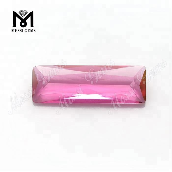 venta al por mayor piedra de cristal de baguette de zafiro rosa de 8x24 mm