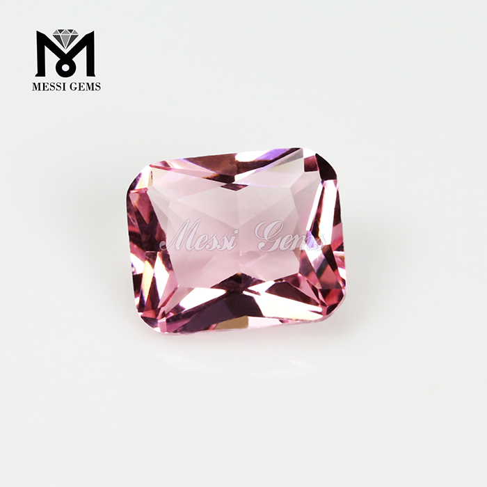 Piedra preciosa de cristal barata facetada octágono de color rosa de 10x12mm