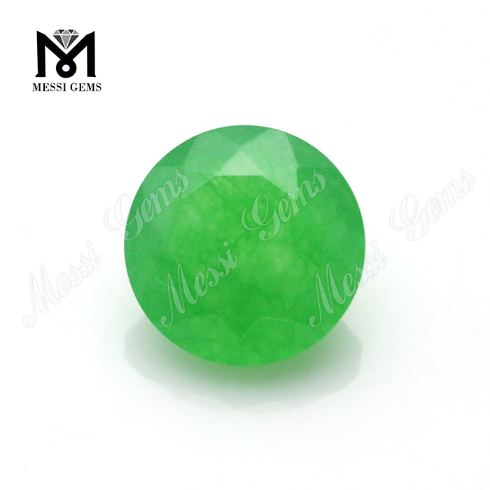 Piedras naturales redondas de jade verde de corte natural de 8 mm para la fabricación de joyas