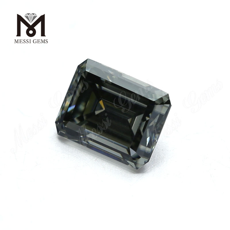 Precio de fábrica, diamante de moissanita gris oscuro de corte esmeralda de 10x8mm, suelto para anillo