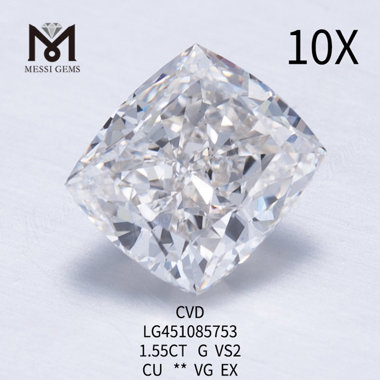 1,55 quilates Cojín Brillante G VS2 Diamantes de laboratorio CVD