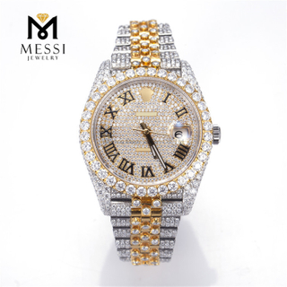 Reloj de lujo para hombre con diamantes de moissanita de Hip Hop helado VVS Moissanite