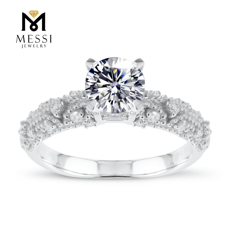 1 quilate oro blanco 14K 18K último anillo de oro moissanite de boda para mujer