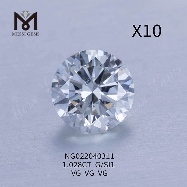 G 1.028ct SI1 diamante blanco cultivado en laboratorio Redondo EX CORTE