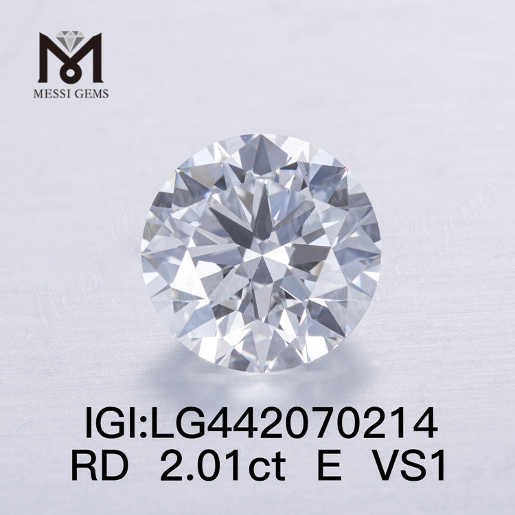 2.01 quilates E VS1 Diamante redondo cultivado en laboratorio 3EX
