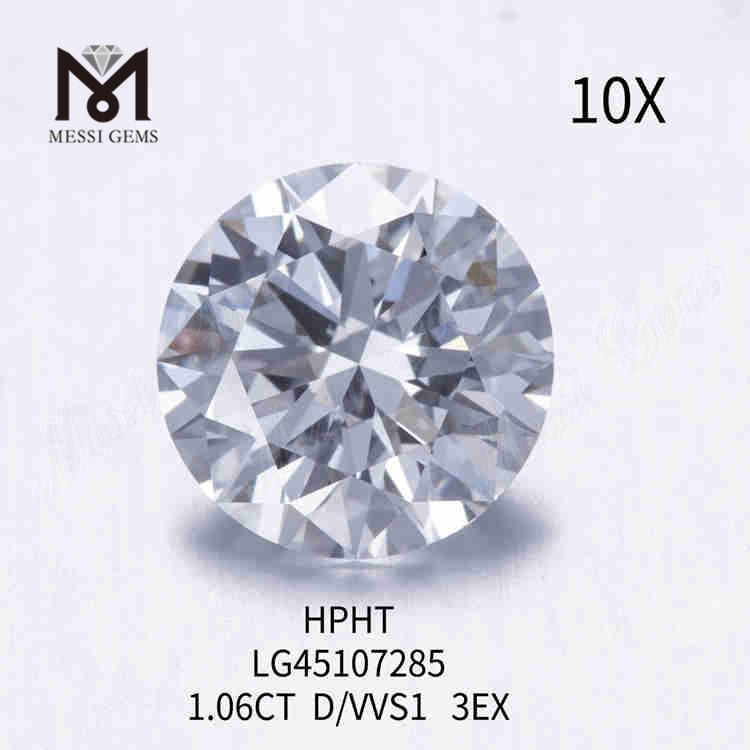 Diamante cultivado en laboratorio suelto D/VVS1 RD blanco de 1,06 ct 3EX