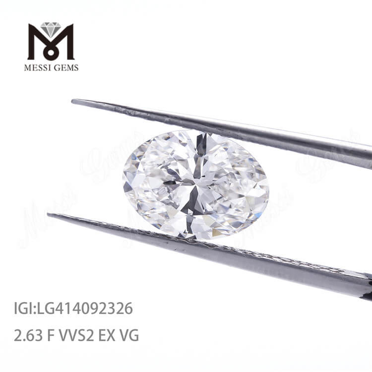 2.63ct VVS2 F EX diamante cultivado en laboratorio OVAL cvd precio del diamante