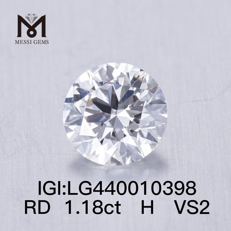 Diamante cultivado en laboratorio H VS2 3EX de 1,18 quilates Redondo