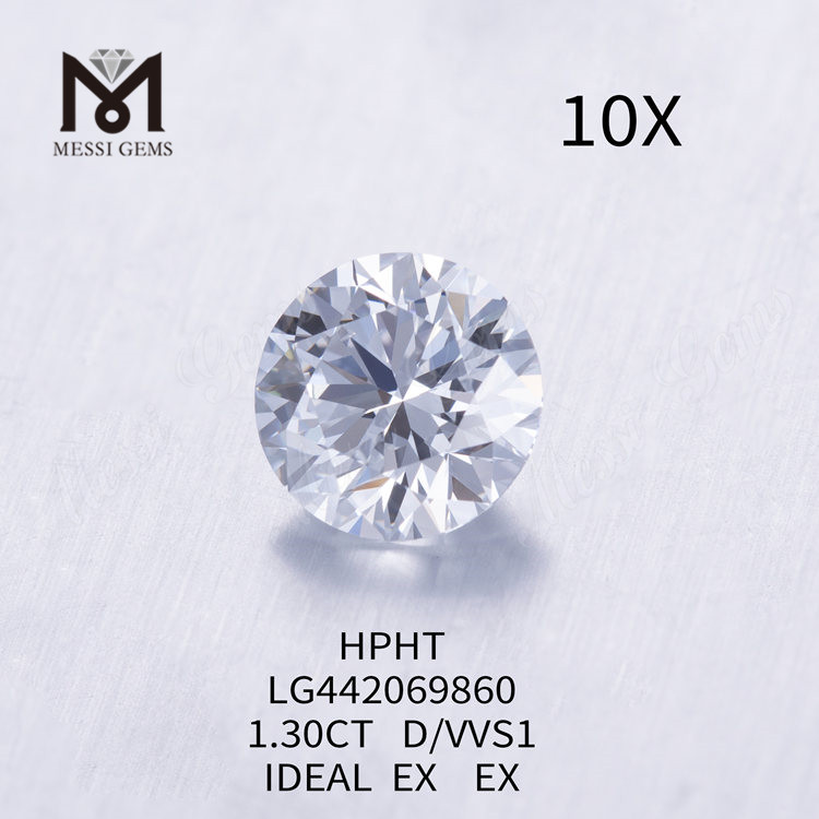 1,30 quilates D VVS1 Diamante redondo cultivado en laboratorio IDEAL