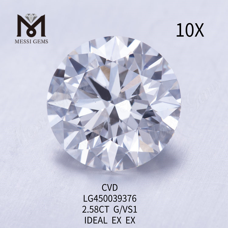 2,58 quilates G VS1 IDEL corte redondo diamantes de laboratorio CVD