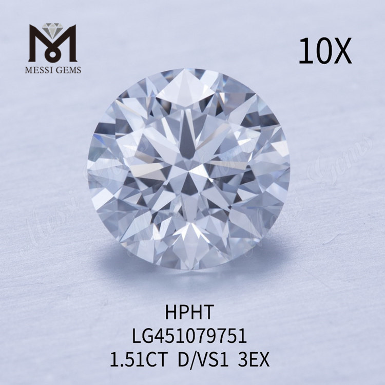Diamantes de laboratorio BRILLIANT VS1 redondos D de 1,51 quilates HPHT
