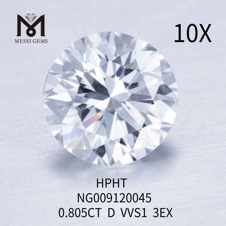 0.805CT Redondo D VVS2 3EX Diamante cultivado en laboratorio suelto