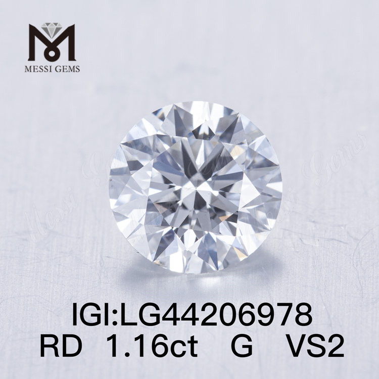 Diamante de laboratorio IDEAL 2EX redondo G VS2 de 1,16 quilates