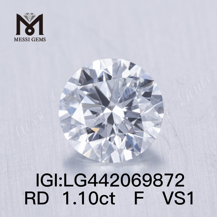 Diamante de laboratorio IDEAL redondo F VS1 de 1,01 quilates