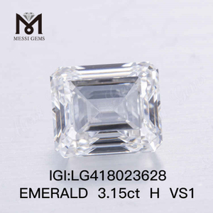 3.15CT H/VS1 CORTE ESMERALDA diamante de laboratorio EX VG