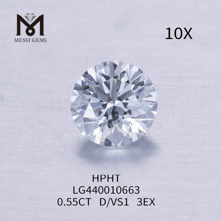 Diamante de laboratorio de talla redonda de 0,55 quilates D/VS1 3EX