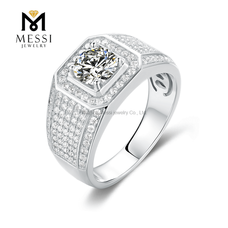 Nueva calidad 925 anillo de joyería de plata Moissanite hombres anillos