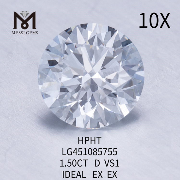 Diamante cultivado en laboratorio D VS1 RD de 1,50 ct Corte IDEAL