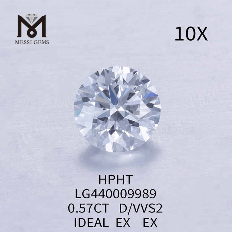 0.57CT D/VVS2 diamante redondo cultivado en laboratorio IDEAL