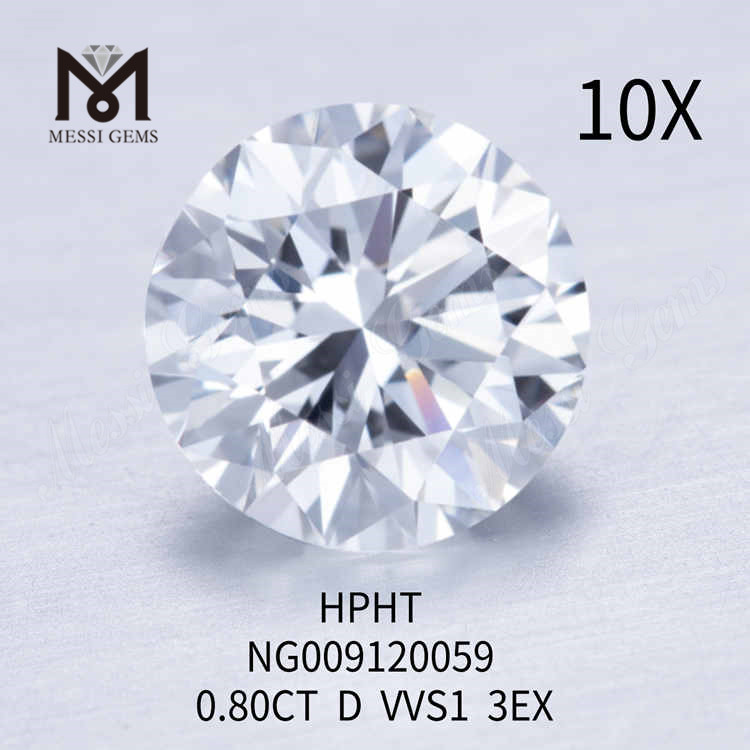 Diamante de laboratorio suelto redondo D blanco de 0,80 quilates VVS1 3EX