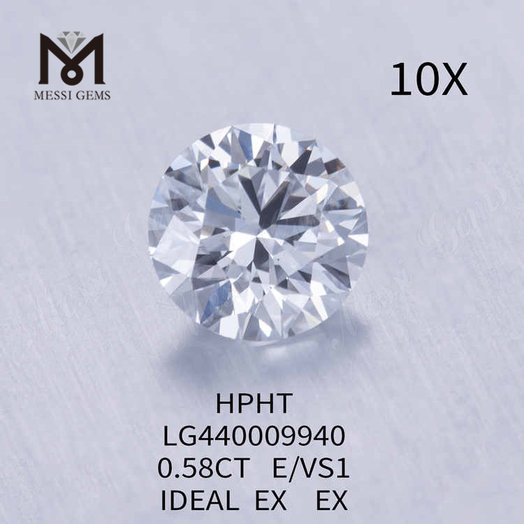 Diamante de laboratorio suelto redondo blanco E/VS1 de 0,58 quilates IDEAL