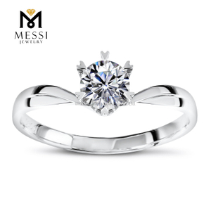 Anillo de compromiso solitario de oro blanco de 18 quilates, joyería de oro, regalo para mujer