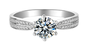 Messi Gems Single Stone 1.5 Carat Moissanite Diamante 925 Anillo de plata esterlina para mujeres