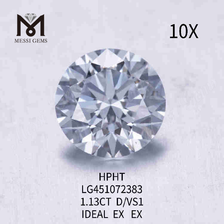 1.13ct D/VS1 RD diamante cultivado en laboratorio suelto IDEAL