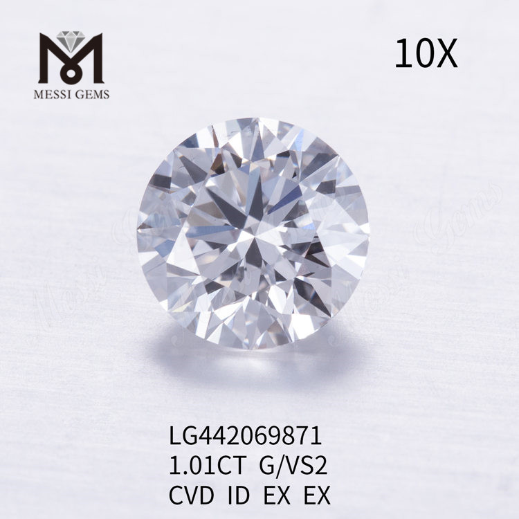 1.01 quilates G VS2 Redondo BRILLANTE IDEAL diamante cultivado en laboratorio