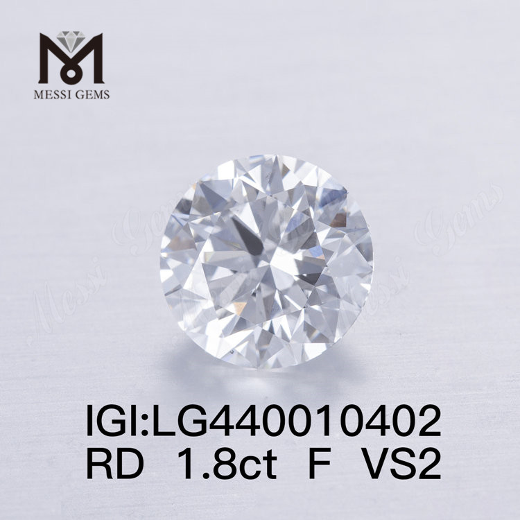 Diamante cultivado en laboratorio redondo F VS2 3EX de 1,8 quilates