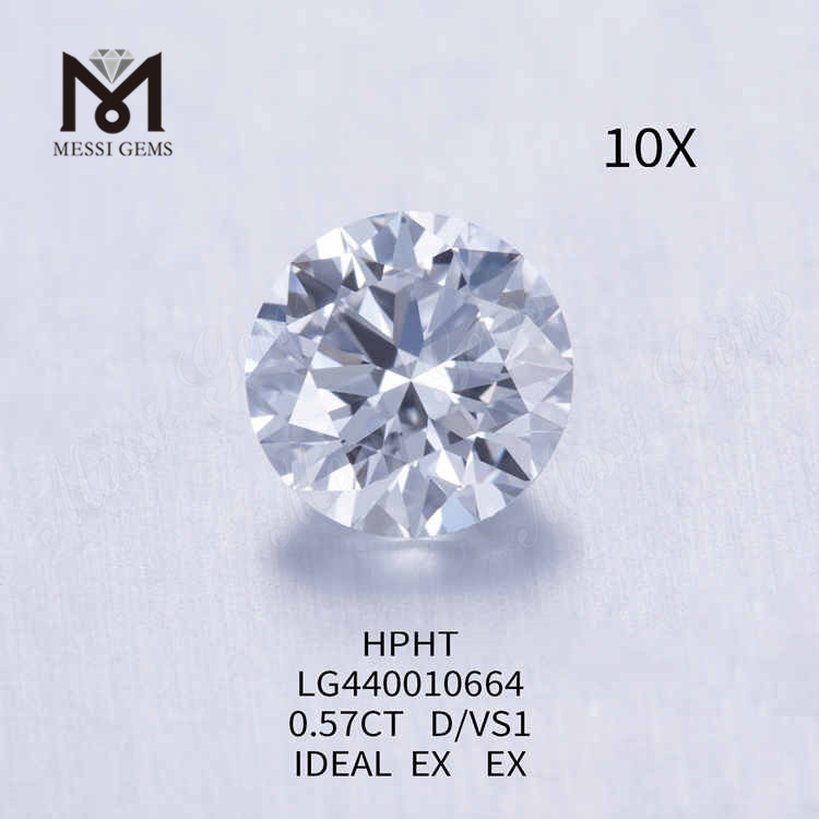 0.57CT D/VS1 diamante redondo cultivado en laboratorio IDEAL
