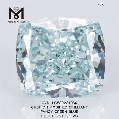 2.06ct cojín cvd diamante venta al por mayor fantasía verde azul laboratorio cultivado proveedores de diamantes