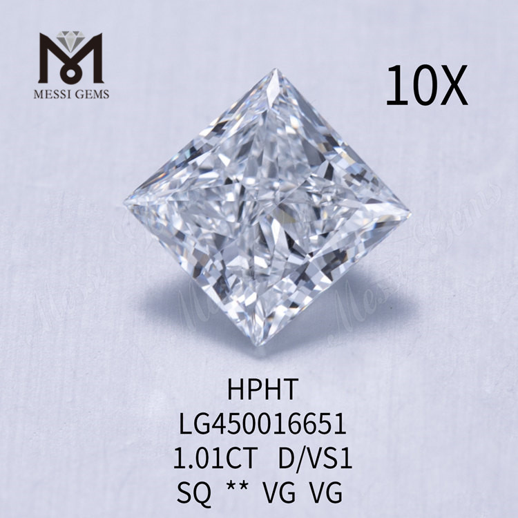Diamantes cultivados en laboratorio D VS1 HPHT de 1,01 quilates CORTE PRINCESA