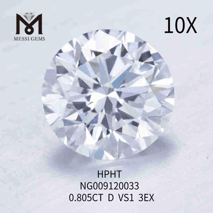 0,805 quilates D VS1 redondo blanco laboratorio hecho diamante 3EX
