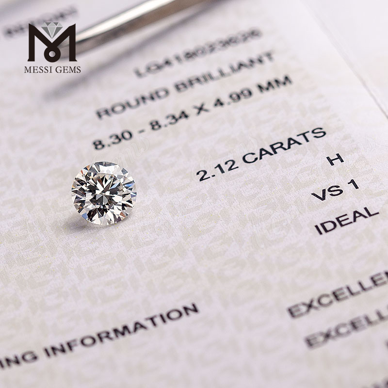 2.12ct H/VS1 3EX IGI certificado diamante sintético para hacer anillo fábrica venta al por mayor laboratorio cultivado diamante