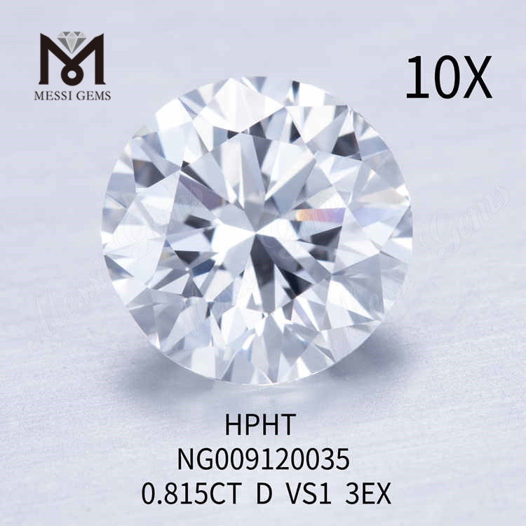 Diamante redondo creado en laboratorio de 0,815 quilates D VS1 3EX