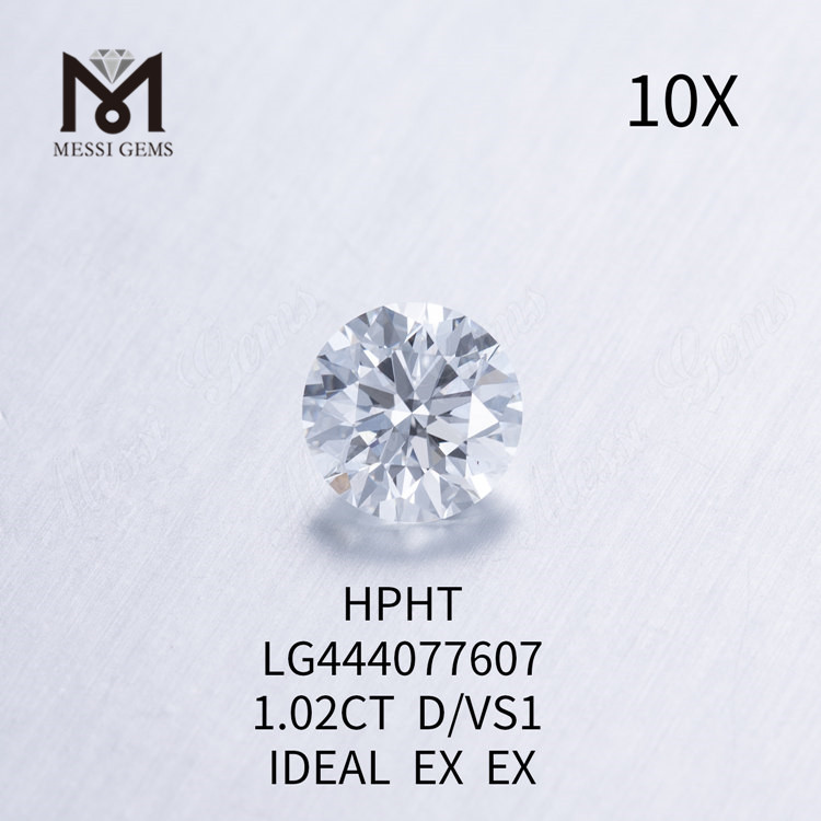 1.02 quilates D VS1 Diamantes redondos de laboratorio de grado de corte BRILLANTE IDEAL