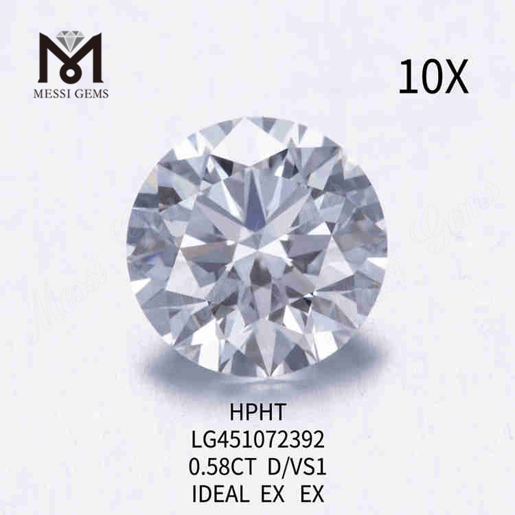 0.58CT D/VS1 diamante creado en laboratorio IDEAL EX EX