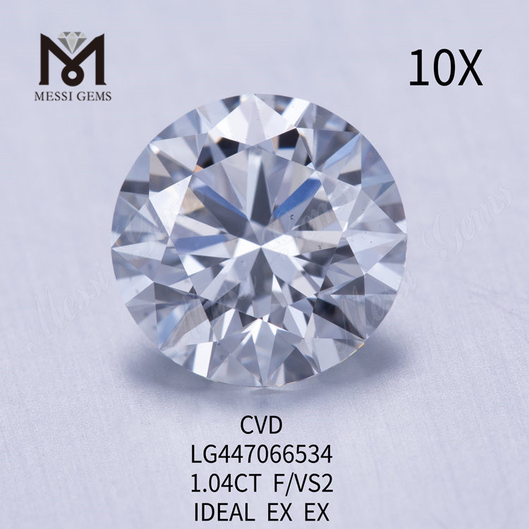 1,04 quilates F VS2 Redondo BRILLANTE IDEAL Corte de diamantes de laboratorio