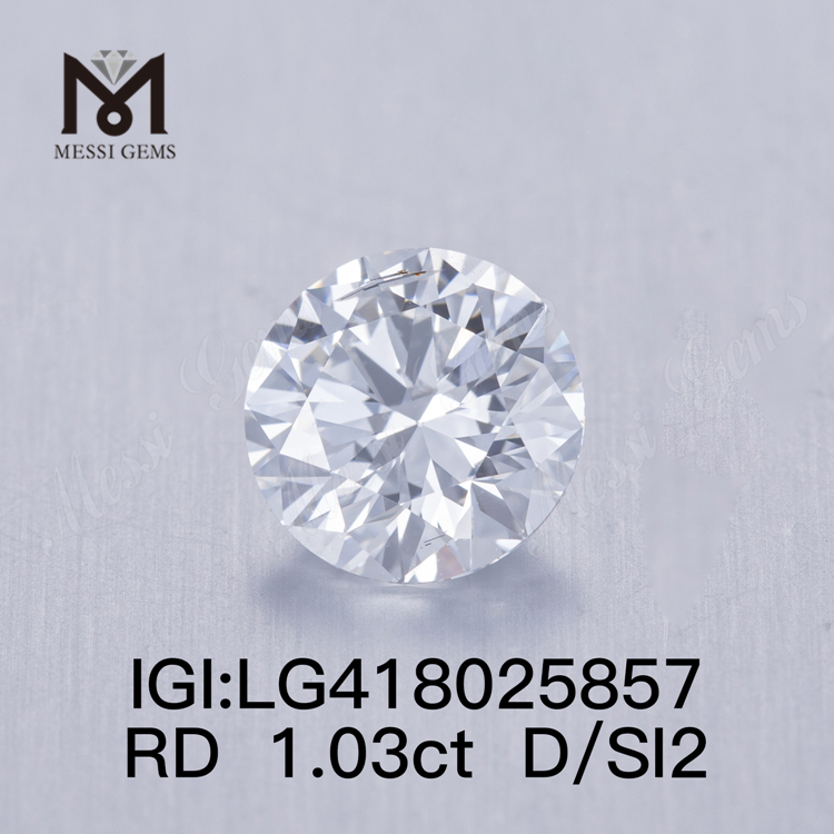 Diamante cultivado en laboratorio VG redondo de 1,03 quilates D/SI2