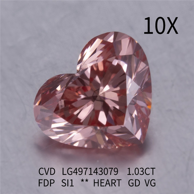 1.03CT FANCY DEEP PINK SI1 HEART GD VG diamante de laboratorio CVD LG497143079
