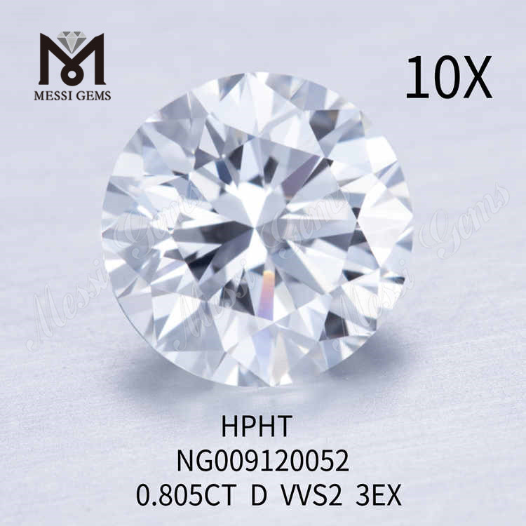 0.805CT blanco VVS2 3EX diamante suelto redondo hecho en laboratorio