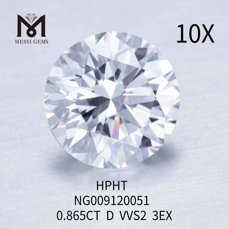 0.865CT RD blanco VVS2 3EX diamante suelto hecho en laboratorio