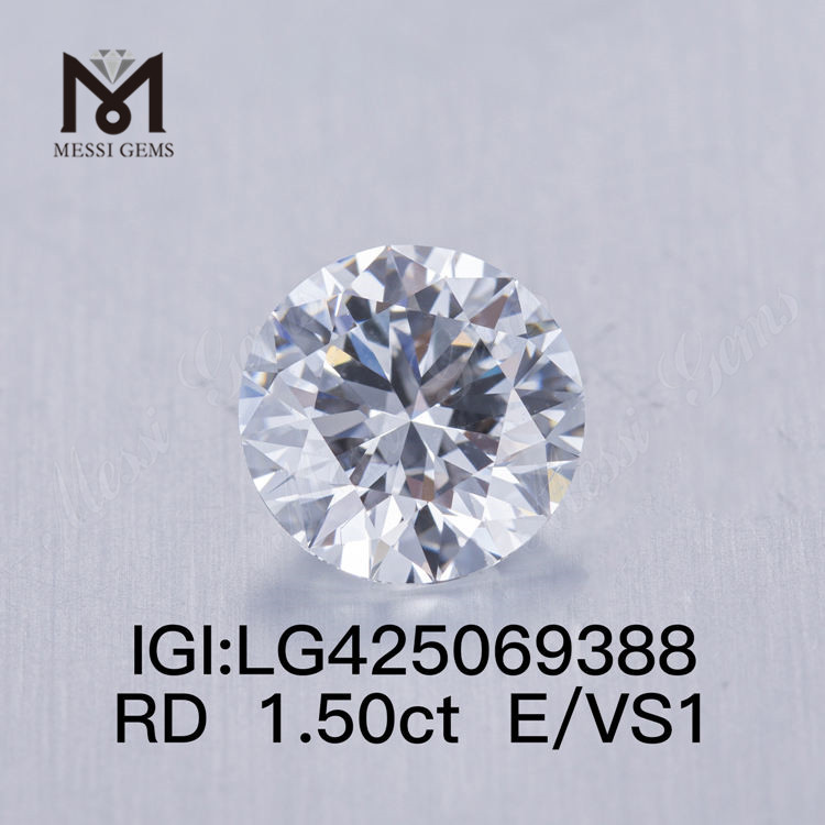 Diamante cultivado en laboratorio E/VS1 VG de 1,50 quilates Redondo