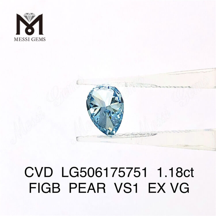 1.18ct IGI Diamante de laboratorio talla pera Azul