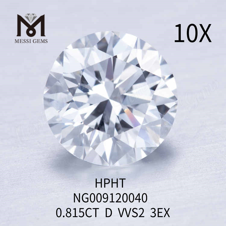 0.815CT D diamante redondo blanco creado en laboratorio VVS2 3EX